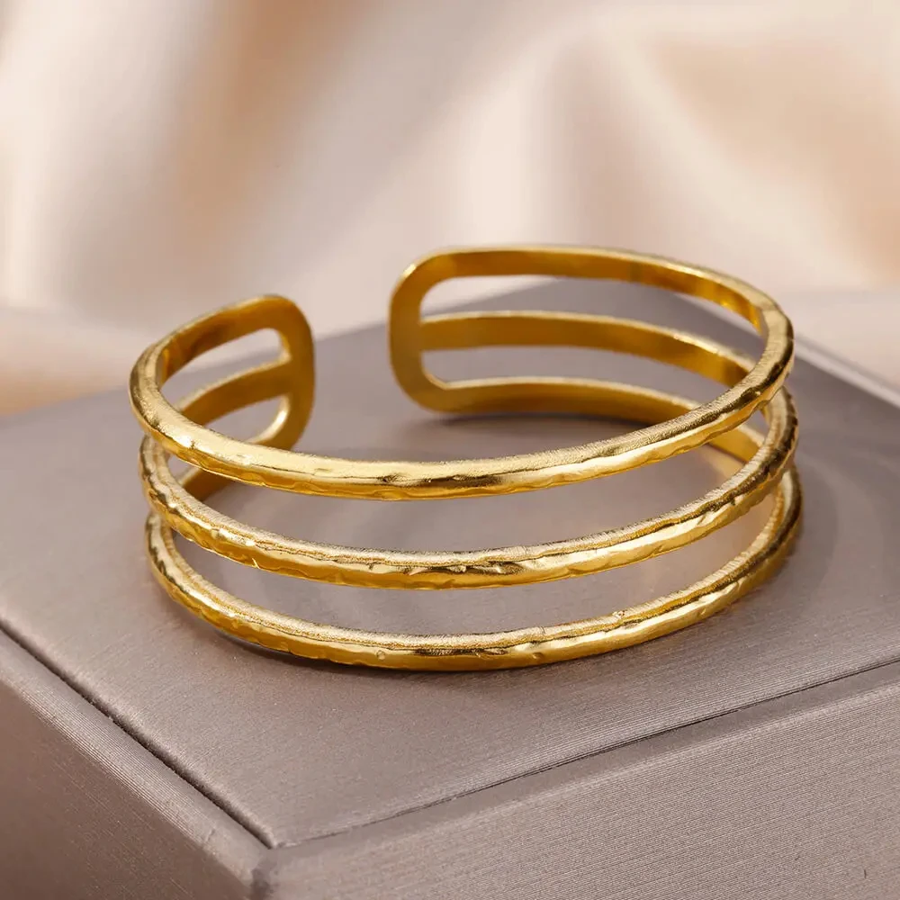 Stainless Steel Bangles Bracelet for Women Gold Plated Luxury Multi-layer Bracelets 2023 Free Shipping Jewelry pulseras mujer Stainless Steel Bangles Bracelet for Women Gold Plated Luxury Multi-layer Bracelets 2023 Free Shipping Jewelry pulseras mujer - Image 1