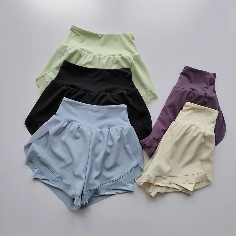 Summer Women's High-Waisted Sports Shorts Mesh Breathable Double-Layer Quick-Dry Gym Fitness Running Cycling Yoga Shorts Summer Women's High-Waisted Sports Shorts Mesh Breathable Double-Layer Quick-Dry Gym Fitness Running Cycling Yoga Shorts - Image 1
