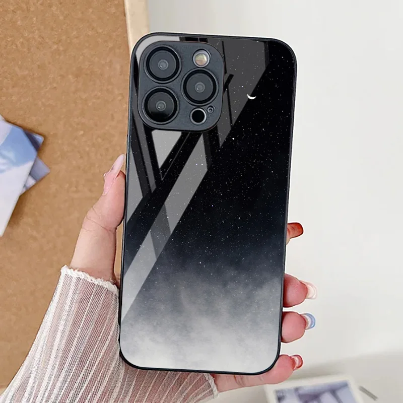 Tempered Glass Phone Case For iPhone 16 Pro 13 14 11 12 17 15 Pro Max 16E 7 8 Plus XR XS X SE Soft Silicone TPU Shockproof Cover Tempered Glass Phone Case For iPhone 16 Pro 13 14 11 12 17 15 Pro Max 16E 7 8 Plus XR XS X SE Soft Silicone TPU Shockproof Cover - Image 1