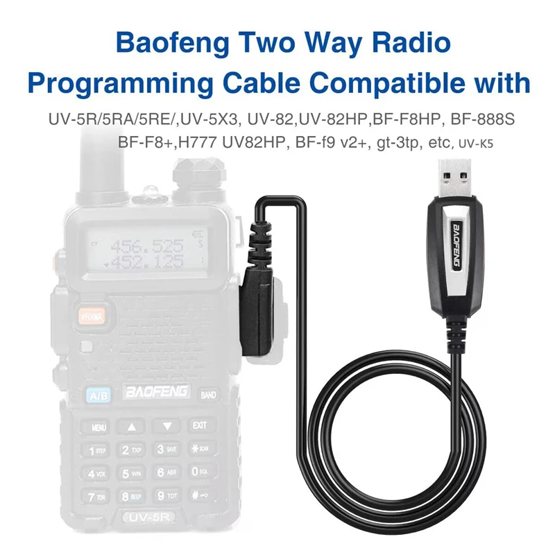 USB Programming Cable with CD for Baofeng UV-5R/82/888S/UV-S9PLUS/UV-13/16/17/21 Pro & Quansheng UV-K5/5R Plus Walkie Talkie USB Programming Cable with CD for Baofeng UV-5R/82/888S/UV-S9PLUS/UV-13/16/17/21 Pro & Quansheng UV-K5/5R Plus Walkie Talkie - Image 1