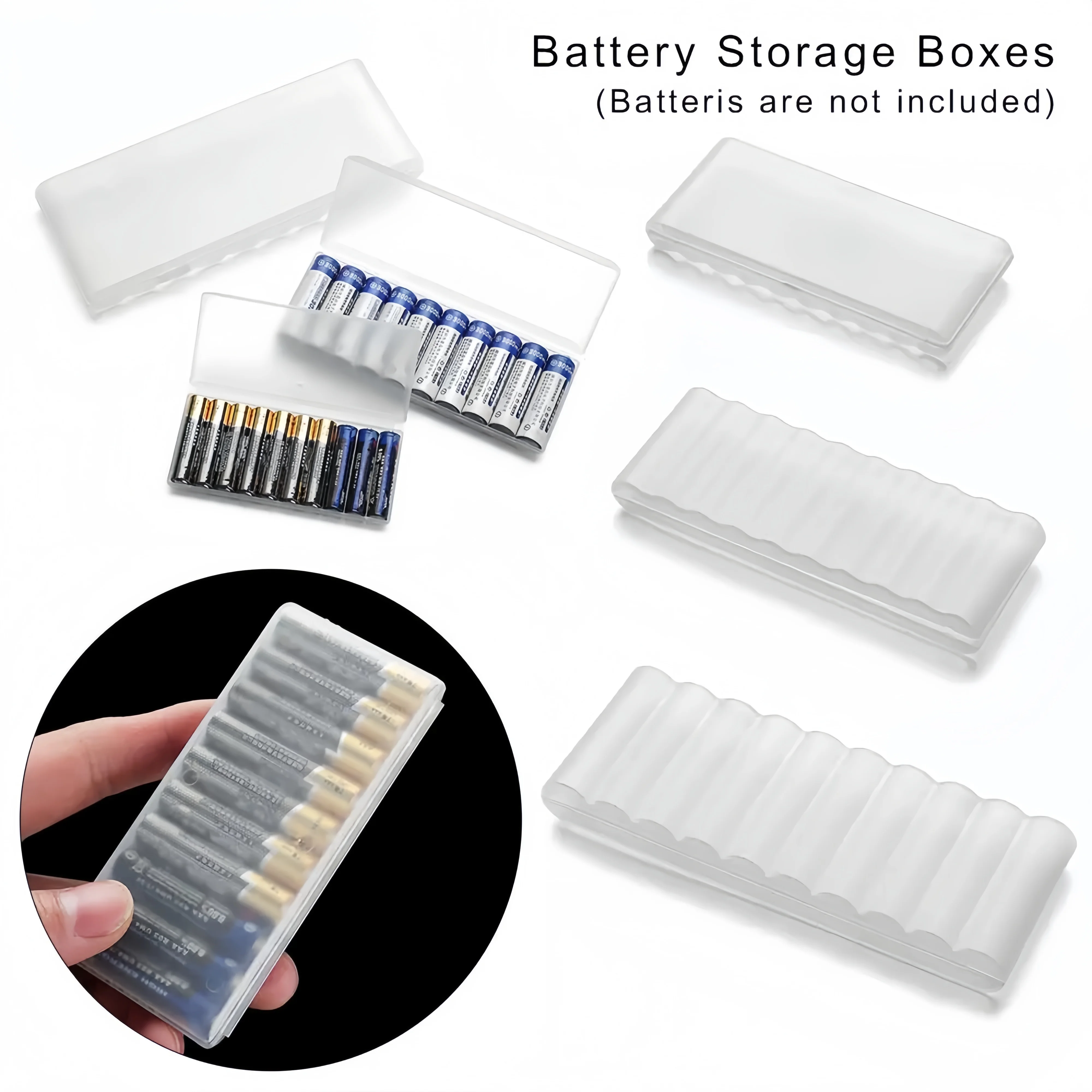 Waterproof multi-slot battery storage box, hard plastic battery case, portable travel storage in white Waterproof multi-slot battery storage box, hard plastic battery case, portable travel storage in white - Image 1