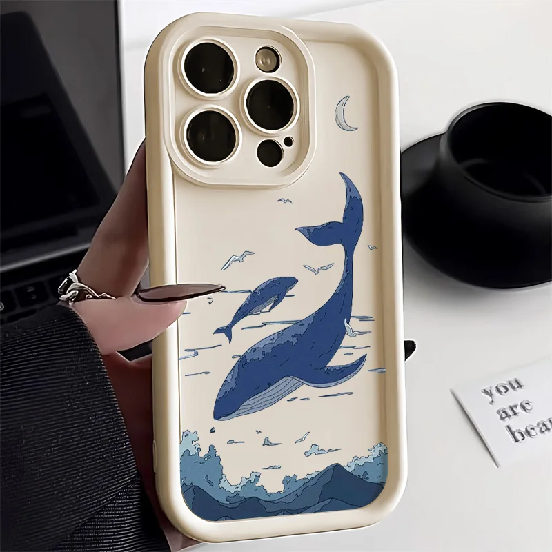Whale Phone Case For iPhone 15 Pro Max Case for iPhone 11 13 17 12 16 14 Pro Max 8 7 Plus 16e XR X SE Shockproof Aesthetic Cover Whale Phone Case For iPhone 15 Pro Max Case for iPhone 11 13 17 12 16 14 Pro Max 8 7 Plus 16e XR X SE Shockproof Aesthetic Cover - Image 1