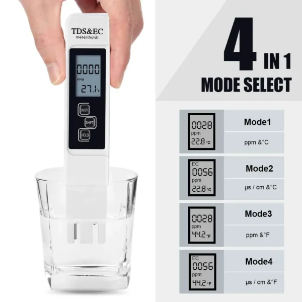 White Handheld TDS Digital Water Tester High Precision Household Purified Tap Water Multifunctional Large Screen Display White Handheld TDS Digital Water Tester High Precision Household Purified Tap Water Multifunctional Large Screen Display - Image 1