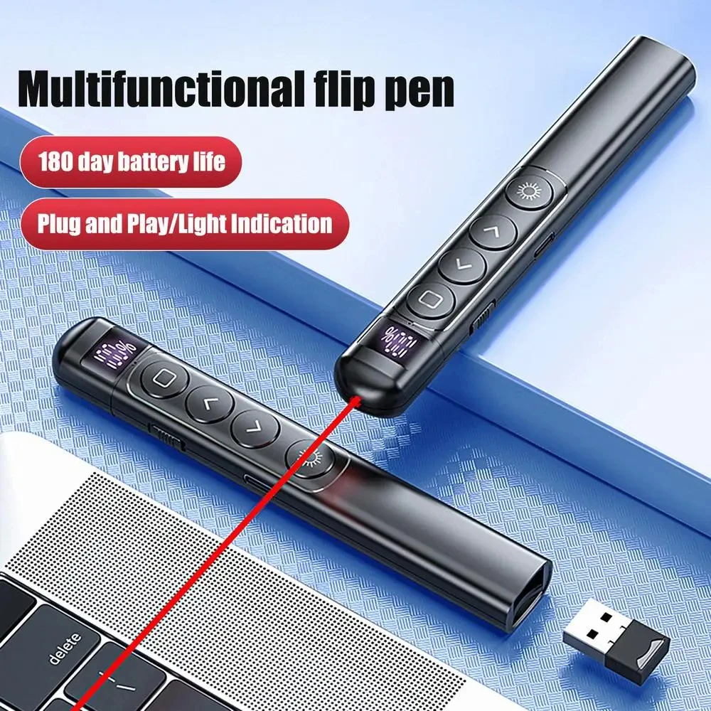 Wireless Flip-Pen Presentation Clicker 2.4GHz RF Laser Pointer PowerPoint Remote with Hyperlink Control Red Light IR Presenter Wireless Flip-Pen Presentation Clicker 2.4GHz RF Laser Pointer PowerPoint Remote with Hyperlink Control Red Light IR Presenter - Image 1