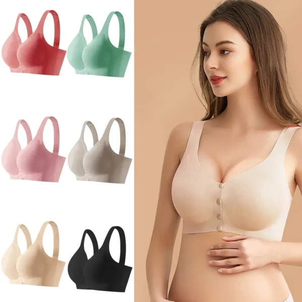 Women Front Open Button Breastfeeding Bra Comfortable Traceless And Anti Sagging Fixed Double Shoulder Strap Bra Women Bra Women Front Open Button Breastfeeding Bra Comfortable Traceless And Anti Sagging Fixed Double Shoulder Strap Bra Women Bra - Image 1