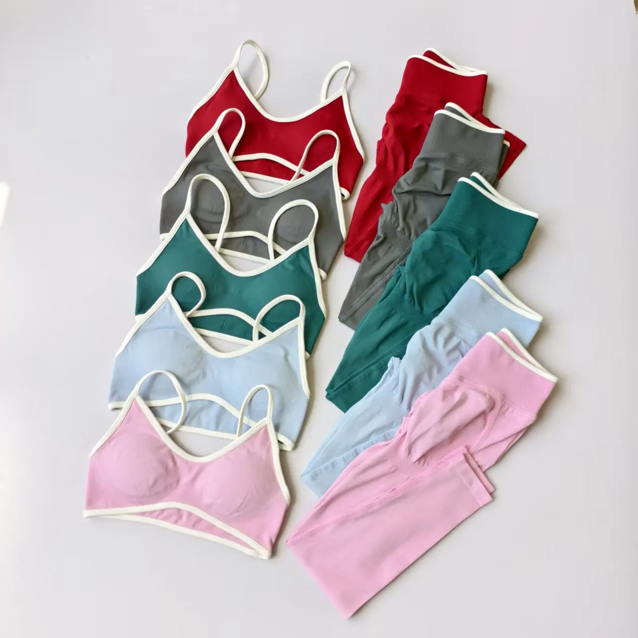 Women's Gym Yoga Set Seamless High Waist Leggings Sports Bra Top Workout Outfit Fitness Activewear Running Training Clothes Suit Women's Gym Yoga Set Seamless High Waist Leggings Sports Bra Top Workout Outfit Fitness Activewear Running Training Clothes Suit - Image 1