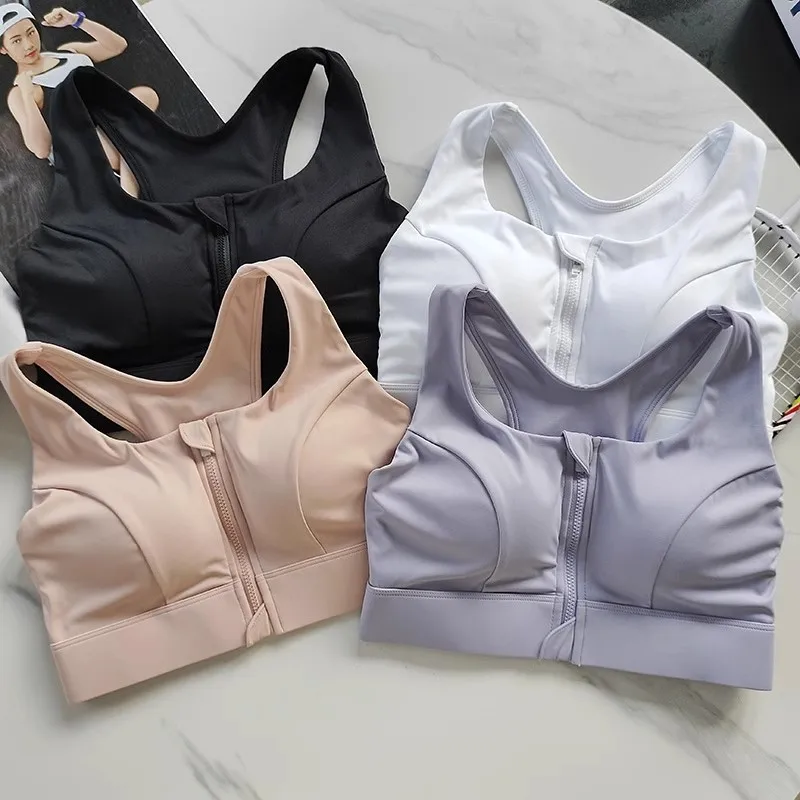 Women's High Impact Front Zipper Sports Bra Shockproof Quick Dry Yoga Top Running Vest Fitness Adjust Gym Underwear Women's High Impact Front Zipper Sports Bra Shockproof Quick Dry Yoga Top Running Vest Fitness Adjust Gym Underwear - Image 1