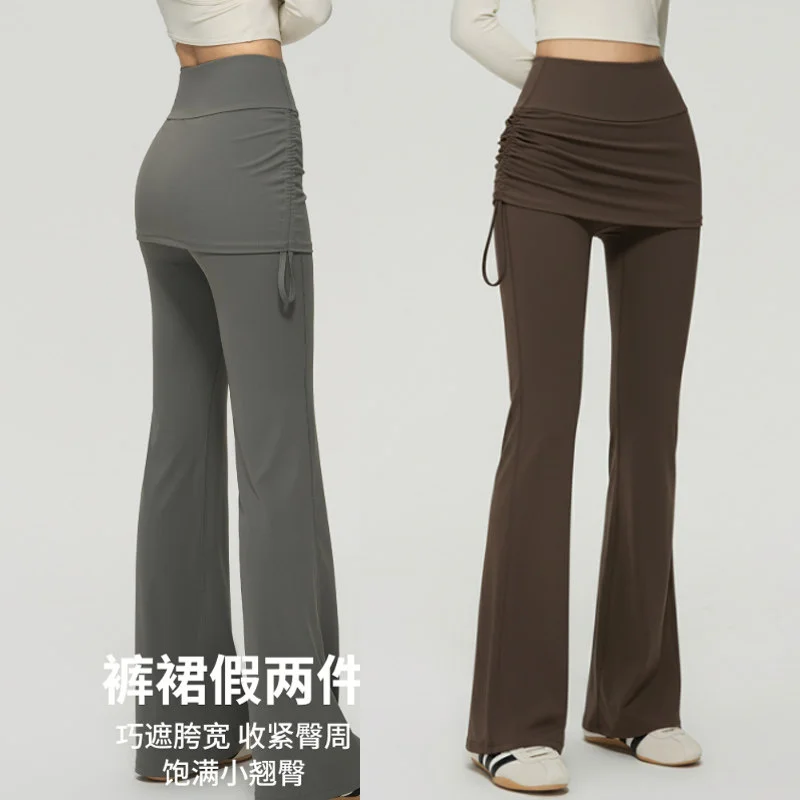 Women's High-Waist Yoga Pants Flared Sports Pants Hip Covering Skirt Running Leggings Dance Training Pilates Fitness Trousers Women's High-Waist Yoga Pants Flared Sports Pants Hip Covering Skirt Running Leggings Dance Training Pilates Fitness Trousers - Image 1