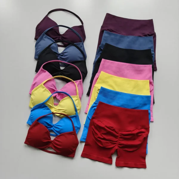 Women's High-Waist Yoga Set Sportswear Quick-Dry Breathable Backless Bra Gym Shorts for Summer Training Lifted Hip Sports Suit - Image 1