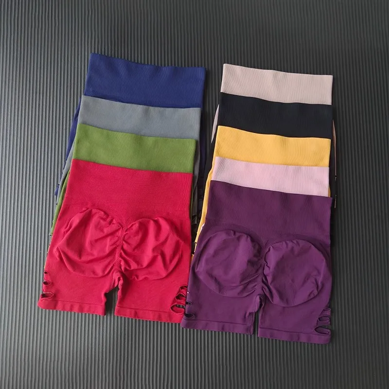 Women's High Waist Yoga Shorts Seamless Peach Hip Lifting Tight Fit for Running Cycling Shorts Hollow Gym Sports Shorts Women's High Waist Yoga Shorts Seamless Peach Hip Lifting Tight Fit for Running Cycling Shorts Hollow Gym Sports Shorts - Image 1