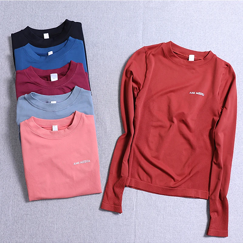 Women's Seamless Long Sleeve Fitness T-shirt Sports Elastic Yoga Gym Top Training Running Activewear Workout Shirt Pilates Tops Women's Seamless Long Sleeve Fitness T-shirt Sports Elastic Yoga Gym Top Training Running Activewear Workout Shirt Pilates Tops - Image 1