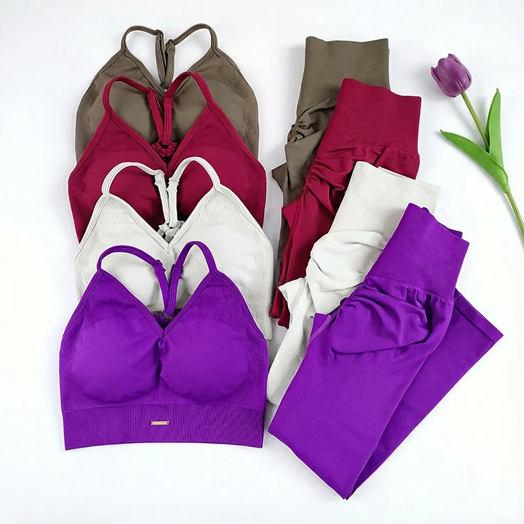 Women's Seamless Yoga Suit High Waist Sports Bra Leggings Gym Set Fitness Suit Workout Leggings Set Pilates Sportswear Outfit Women's Seamless Yoga Suit High Waist Sports Bra Leggings Gym Set Fitness Suit Workout Leggings Set Pilates Sportswear Outfit - Image 1