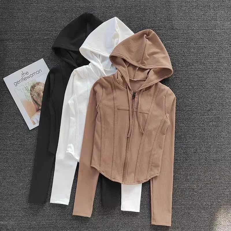 Women's Yoga Coat Short Sports jacket Fitness Yoga Shirt Cycling Running Coats Zipper jacket Hooded Long Sleeve Sports Jacket Women's Yoga Coat Short Sports jacket Fitness Yoga Shirt Cycling Running Coats Zipper jacket Hooded Long Sleeve Sports Jacket - Image 1