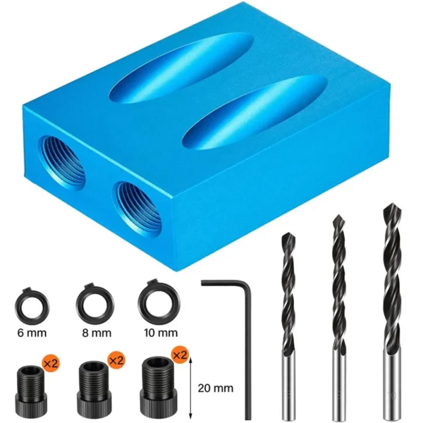 Woodworking Oblique Pocket Hole Locator Jig Kit 15 Degree Angle Drill Guide Set Hole Puncher DIY Carpentry Tools Drill Bits - Image 1