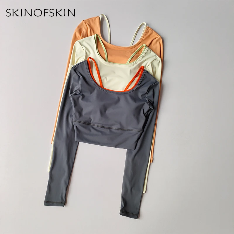 Yoga Clothes Long Sleeved Women's One-piece Cup Crop Top Slimming Quick Drying Running Training T-shirt Sports Fitness Clothes Yoga Clothes Long Sleeved Women's One-piece Cup Crop Top Slimming Quick Drying Running Training T-shirt Sports Fitness Clothes - Image 1