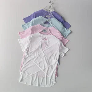 Yoga Clothes Women's Blouse Short-sleeved Hollow Cross Thin Mesh Beautiful Back Outside Shirts Slim Fitness Sports Top Clothing