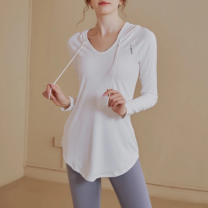 Yoga Clothing Sports Top Women's Casual Loose Cover Shirt, Long Sleeved Quick Drying Hooded Running Training Fitness Jacket Yoga Clothing Sports Top Women's Casual Loose Cover Shirt, Long Sleeved Quick Drying Hooded Running Training Fitness Jacket - Image 1