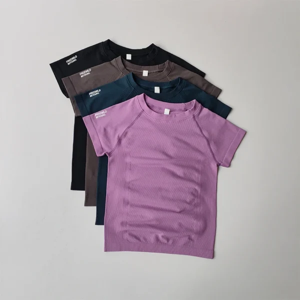 Yoga Suits for Women Short-sleeved Tops Tights Stretch Fast Drying Breathable T-shirt Professional Pilates Fitness Round Collar - Image 1