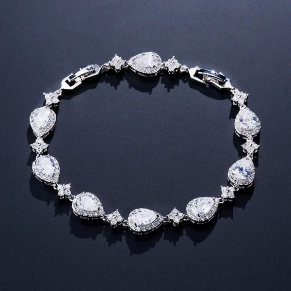 ZAKOL Classic Geometric Water Drop CZ Bracelet for Women Bridal Gorgeous Buling Zircon Party Wedding Jewelry - Image 1