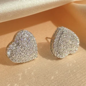 ZAKOL Loving Heart Zirconia Stud Earrings For Women Girls Silver Color Metal Crystal Ears Accessories Wedding Jewelry Gifts