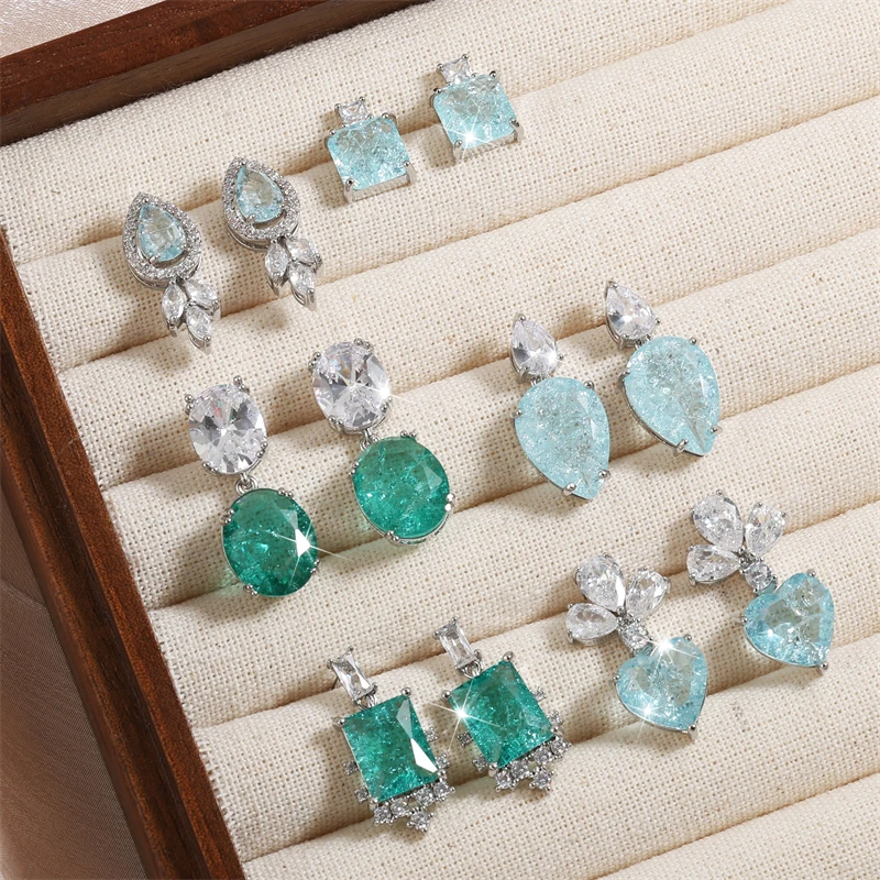 ZAKOL Romantic Light Blue Zircon Earrings for Women Girls Shiny Geometric Water Drop Crystal Wedding Jewelry Gift ZAKOL Romantic Light Blue Zircon Earrings for Women Girls Shiny Geometric Water Drop Crystal Wedding Jewelry Gift - Image 1