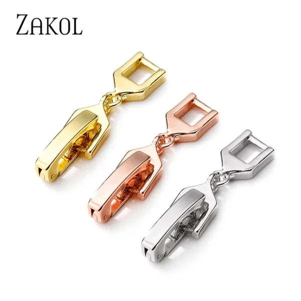 ZAKOL Three Colors Necklace Bracelet Extenders Simple Extension Fold Over Clasp for Jewelry Making Wholesale - Image 1