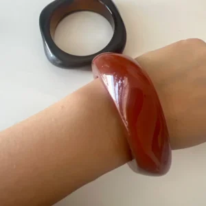 Ingemark Boho Brown Irregular Acrylic Resin Chunky Bangles for Women on Hand Goth Geometric Charm Bracelets Couple Jewelry Gift