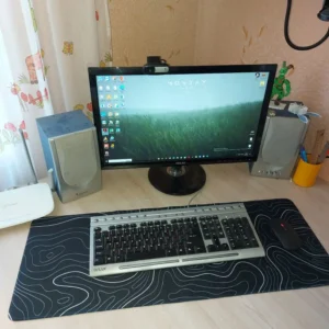 Large Extended Gaming Mouse Pad with Non-Slip Rubber Base,Topographic Design,for Full Desk Keyboard and Mouse Support