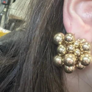 Ingemark Unique Braided CCB Plastic Ball Bead Stud Earrings for Women Trendy Goth Gold Color Piercing Earring Party Jewelry Gift