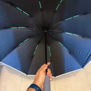 Reflective Umbrellas Reverse Three Fold 20 Bone Black Glue Automatic Sunshade Sunscreen Rain Umbrella Strong Wind Resistance