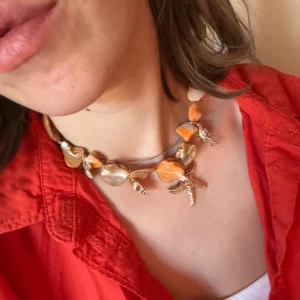 Ingemark Bohemian Irregular Chain Necklace for Women Summer Beach Vacation Starfish Conch Pendant Choker Necklace Y2K Jewelry