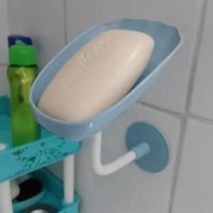 1pc Upgraded Soap Box With Drainage Double Grid Soap Rack, Wall Mounted Toilet With Cover Soap Rack, Non Perforated Soap Box