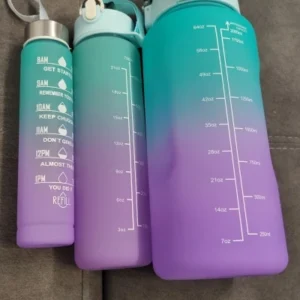 3Pcs Gradient Plastic Cup Set Large Capacity Sports Water Bottle Outdoor Travel Gym Fitness Jugs Student Portable Cup WIth Straw