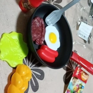 8pcs/set Simulation Kitchenware Play Set Pot Steak Vegetable Bread Hot Dog Omelette Children Toy Kitchen Food Toys