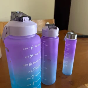 3Pcs Gradient Plastic Cup Set Large Capacity Sports Water Bottle Outdoor Travel Gym Fitness Jugs Student Portable Cup WIth Straw