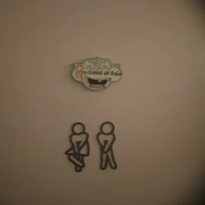 Funny Bathroom Signs for Men Women Creative 2D Flat Restroom Door Decor Restaurant Hotel Cafe Toilet Signage Wall Sticker