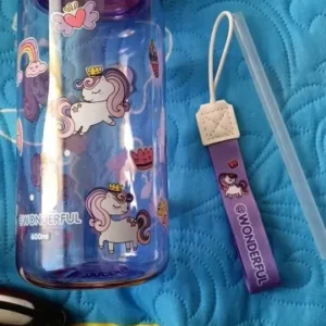 600ml Water Bottle With Silicone Straw, Portable Leakproof Bpa-free Dinosaur Rabbit Kids Cup Outdoor Camping Traveling Bottle
