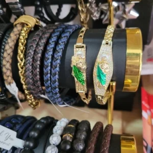 Stainless Steel Braided Double Row Front and Rear Fish Scale Alloy Magnetic Buckle Bracelet with Keel Jewelry New Model