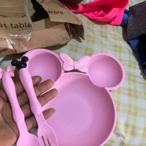 3 Pcs/Set Wheat Straw Children'S Tableware Set Kindergarten Baby Feeding Supplement Dinner Plate Bowl Spoon Fork Children'S Tabl