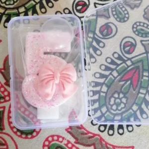 Cute Pink Bow 3D Number Cake Candles for Birthday Party Decorations Birthday Decoration Cake Decorating Tools