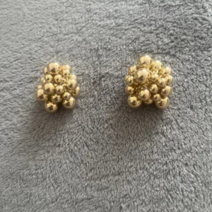 Ingemark Unique Braided CCB Plastic Ball Bead Stud Earrings for Women Trendy Goth Gold Color Piercing Earring Party Jewelry Gift