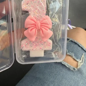 Cute Pink Bow 3D Number Cake Candles for Birthday Party Decorations Birthday Decoration Cake Decorating Tools