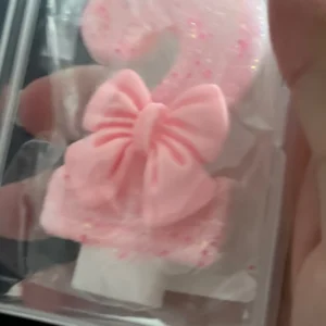 Cute Pink Bow 3D Number Cake Candles for Birthday Party Decorations Birthday Decoration Cake Decorating Tools