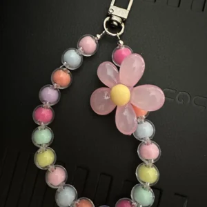 Phone Anti-lost Lanyard Key Short Wrist Pendant Colorful Macaron Round Bead Pendant Women's Hand-held Chain Mobile Phone Lanyard