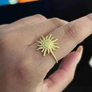 Stainless Steel Sun Rings For Women Gold Color Sun Butterfly Finger Adjustable Ring Aesthetic Fashion Wedding Jewelry Gift 2024