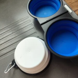 1-piece 2-in-1 foldable dual bowl feeding bowl portable outdoor travel dog and cat drinking bowl