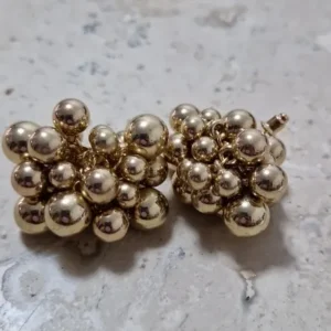 Ingemark Unique Braided CCB Plastic Ball Bead Stud Earrings for Women Trendy Goth Gold Color Piercing Earring Party Jewelry Gift