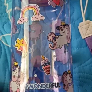 600ml Water Bottle With Silicone Straw, Portable Leakproof Bpa-free Dinosaur Rabbit Kids Cup Outdoor Camping Traveling Bottle