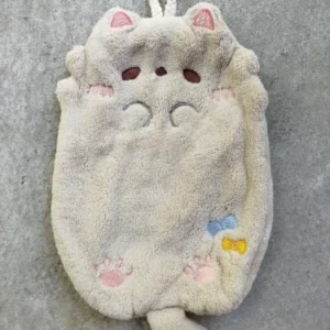 Cute Cartoon Tanuki Hanging Towel Coral Velvet Hair Does Not Lose Thick Cloth Kitchen Bathroom Absorbent Towels
