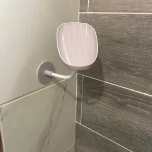 1pc Upgraded Soap Box With Drainage Double Grid Soap Rack, Wall Mounted Toilet With Cover Soap Rack, Non Perforated Soap Box